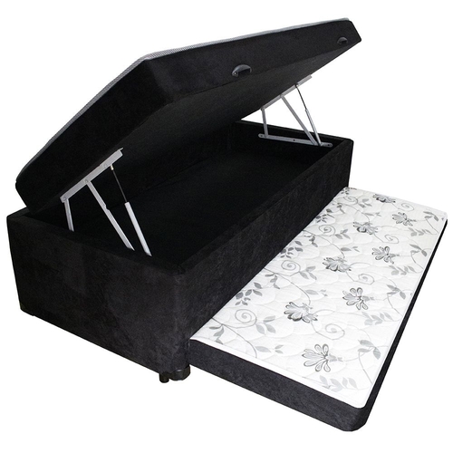 Cama Box Baú Solteiro Conjugado Espuma co...