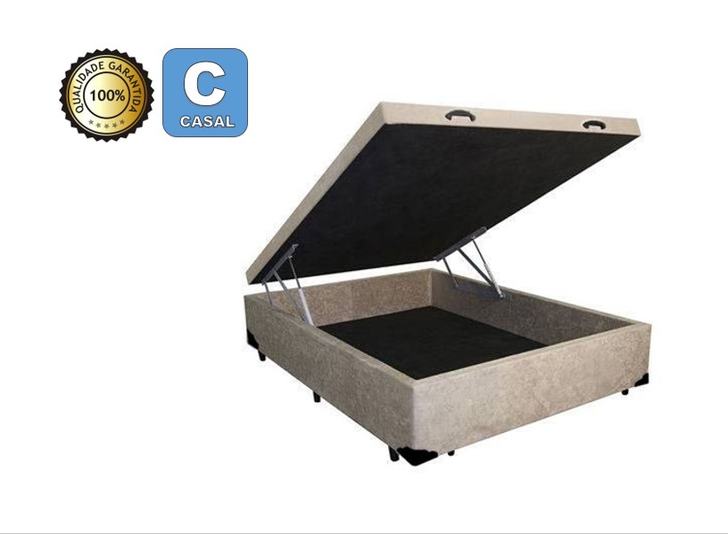 Cama Box Baú Casal 138 Bello Box- Suede Bege