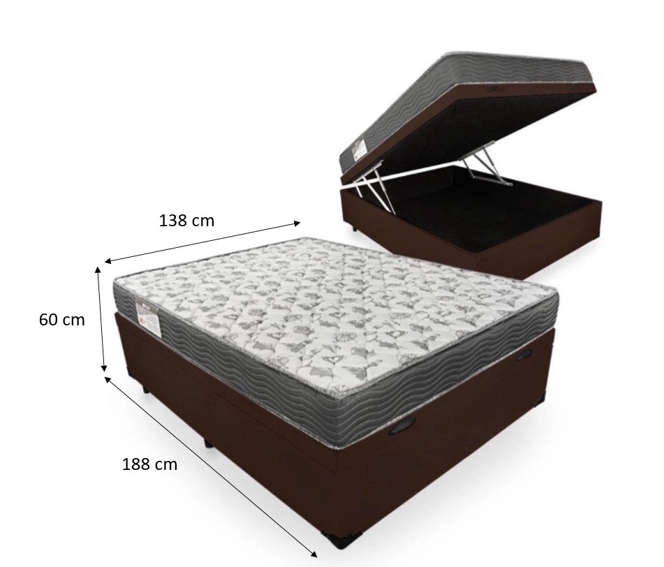 Cama Box Baú Casal 138 Tecido Sintético M...