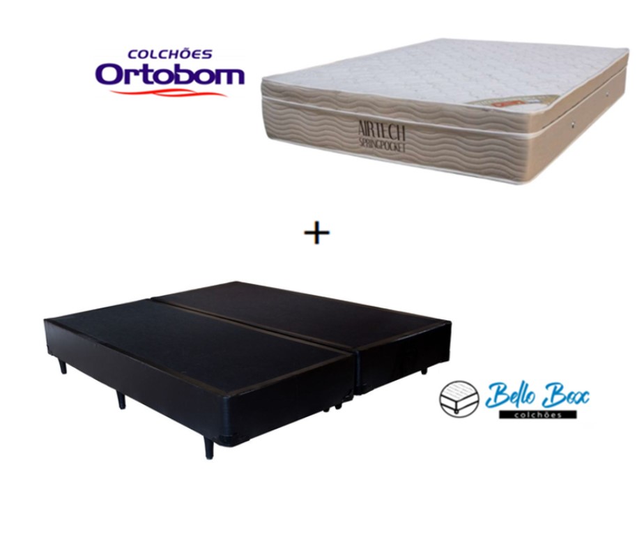 Cama Box Casal Bipartido 138 Sintético Pr...