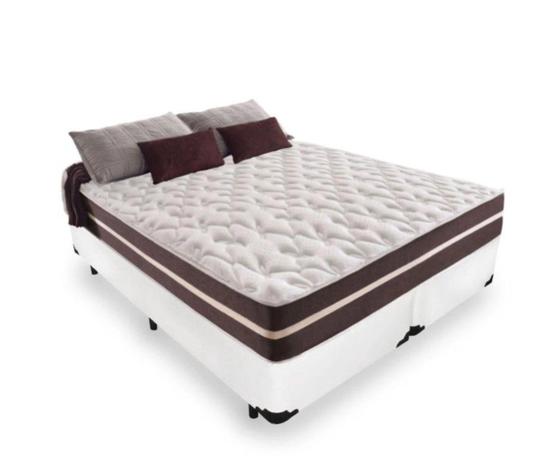 Cama Box Queen 158 Tecido Sintético Branc...
