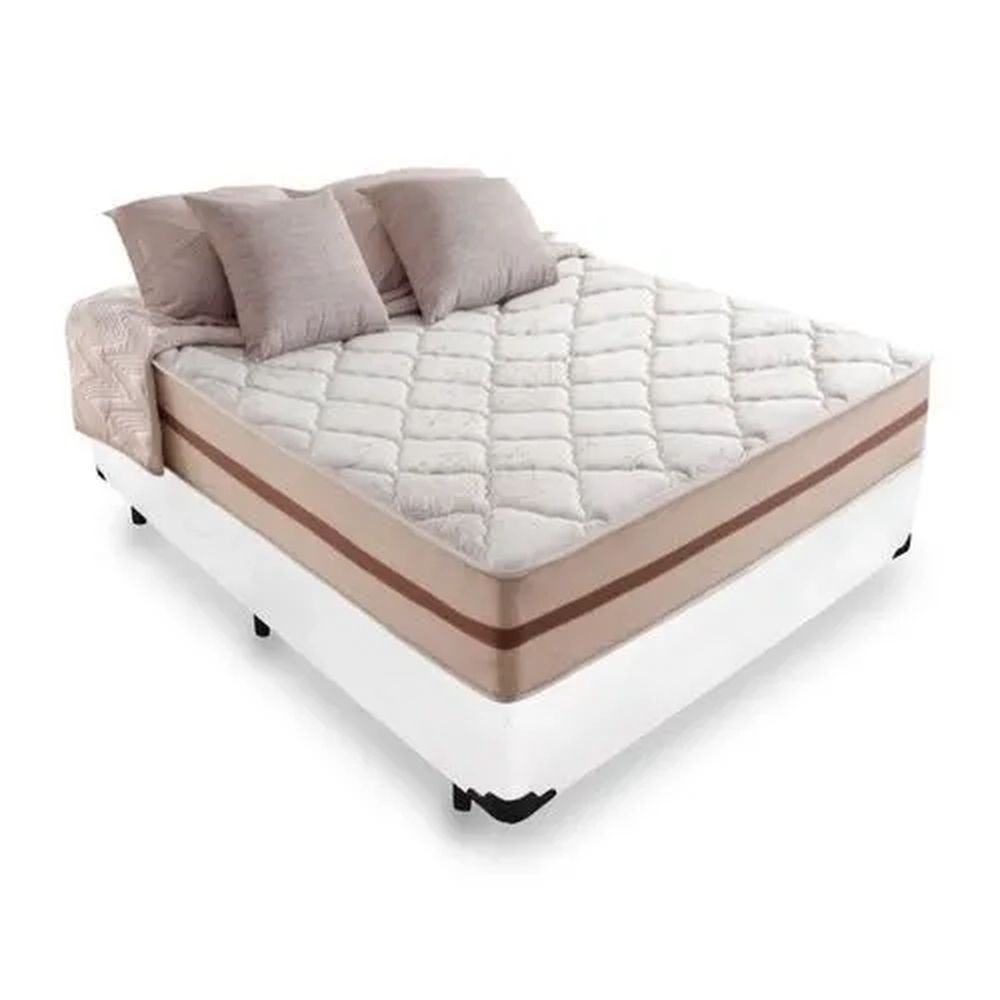 Cama Box Casal Tecido Sintético Branco co...
