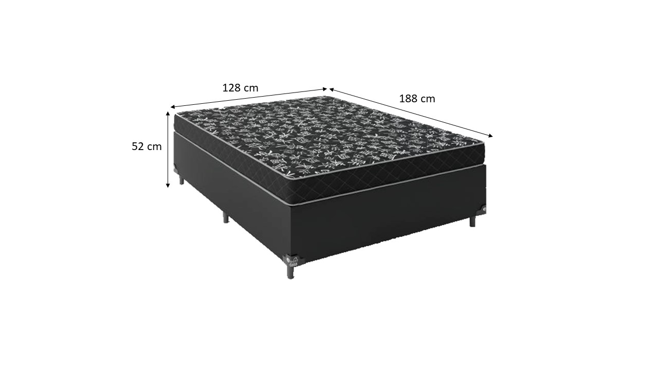 Cama Box Viúva 128 Tecido Sintético Preto...