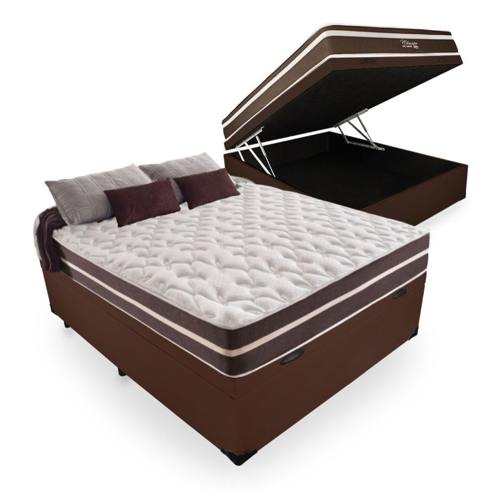 Cama Box Baú Casal 138 Tecido Sintético M...