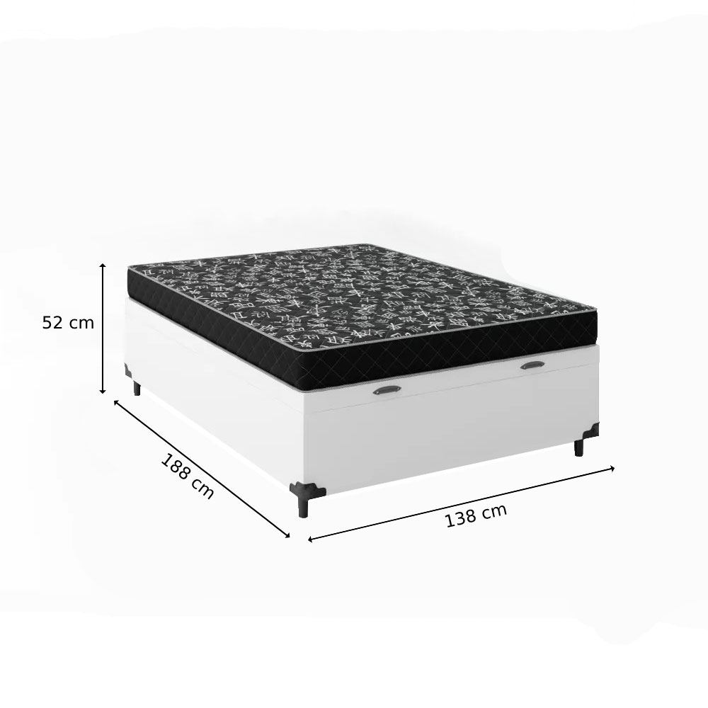 Cama baú com colchão espuma D20 12cm medidas