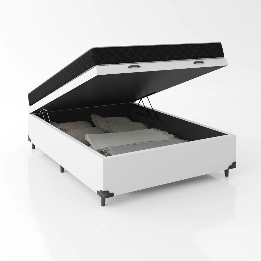 Cama baú aberta com colchão espuma D20 12cm