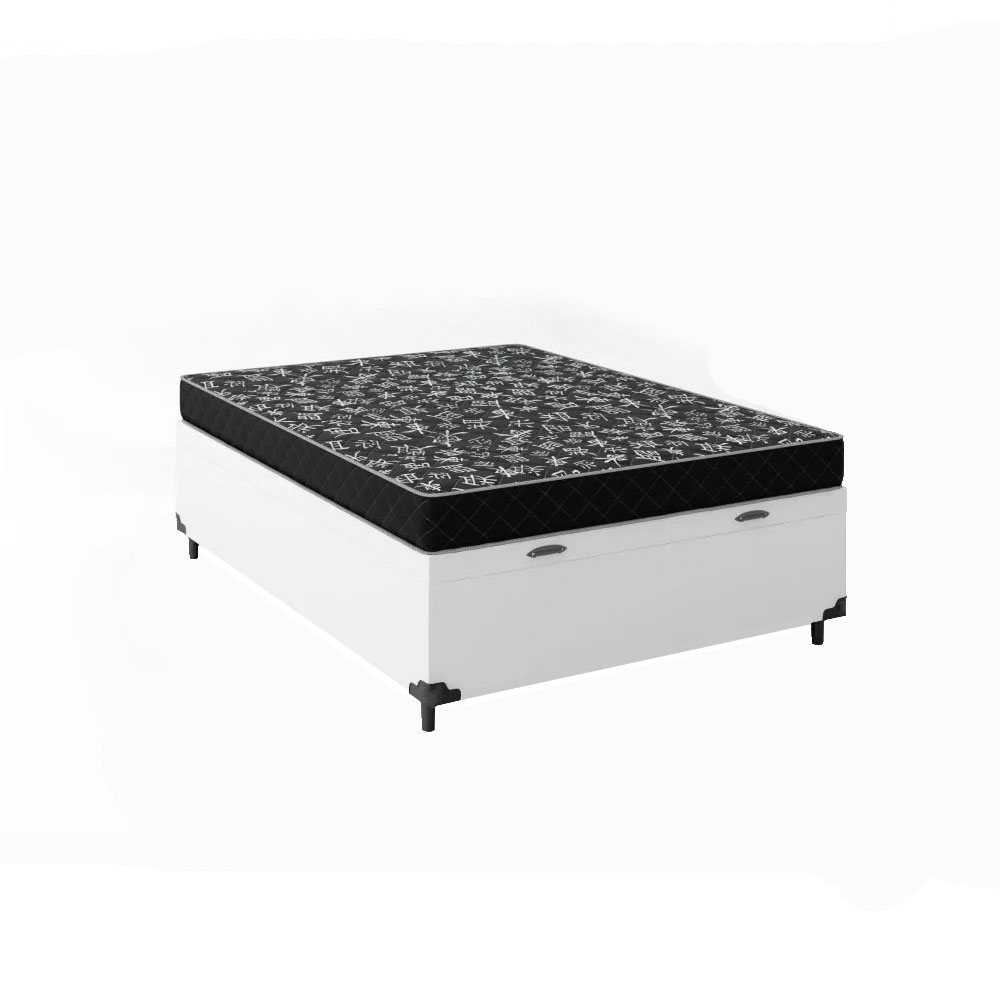 Cama baú fechada com colchão espuma D20 12cm
