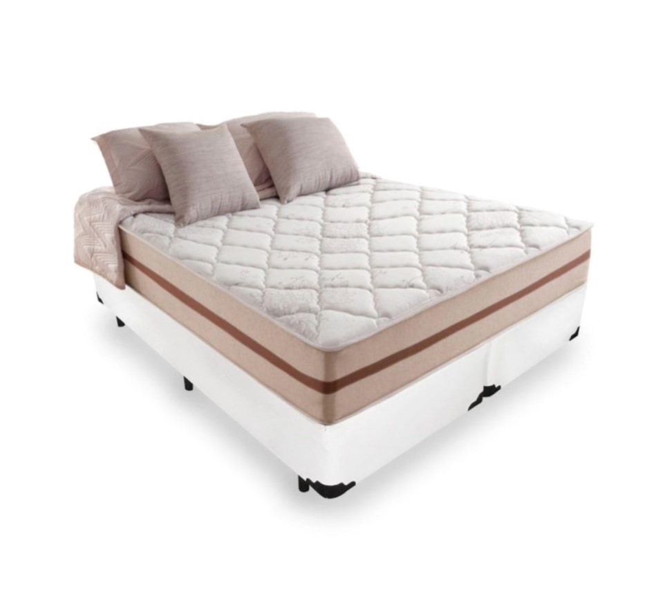 Cama Box KingTecido Sintético Branco com ...