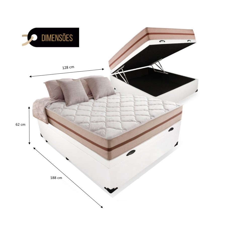 Cama Box Baú Viúva Tecido Sintético Branc...
