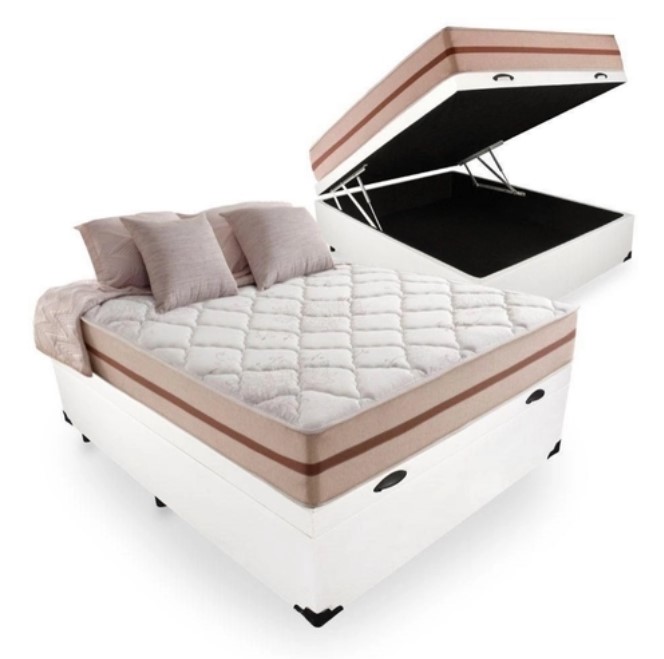 Cama Box Baú Viúva Tecido Sintético Branc...
