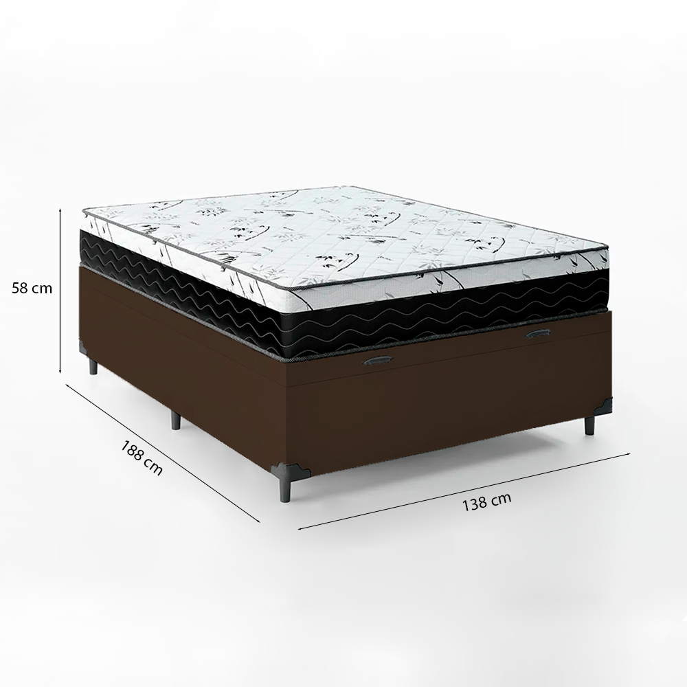 Cama Box Baú Casal 138 Tecido Sintético M...
