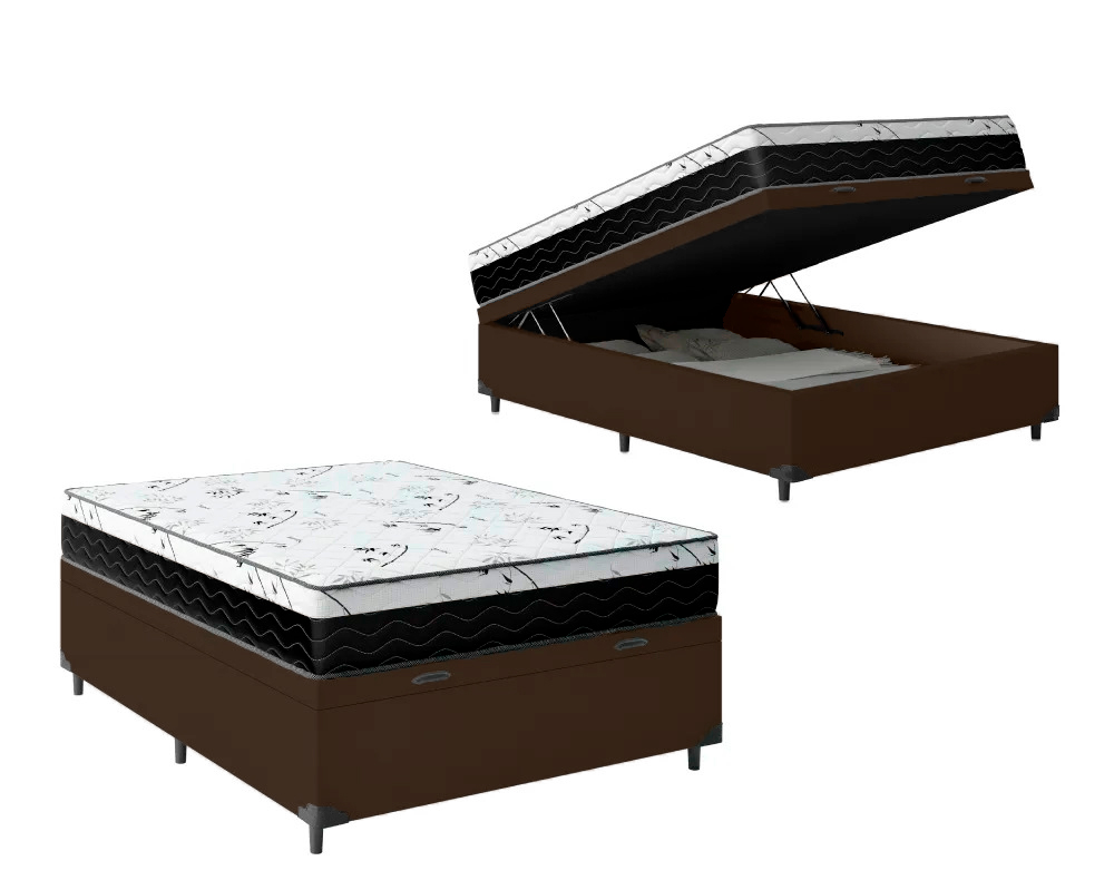 Cama Box Baú Casal 138 Tecido Sintético M...