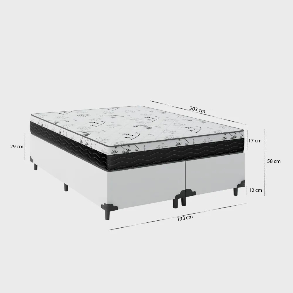 Cama Box King 193 Sintético Branco com Co...