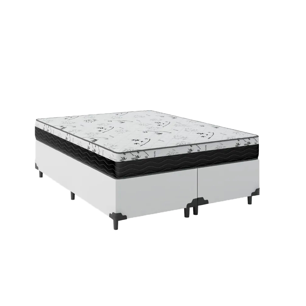 Cama Box King 193 Sintético Branco com Co...