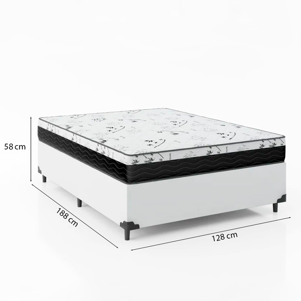 Cama Box Viúva 128 Sintético Branco com C...