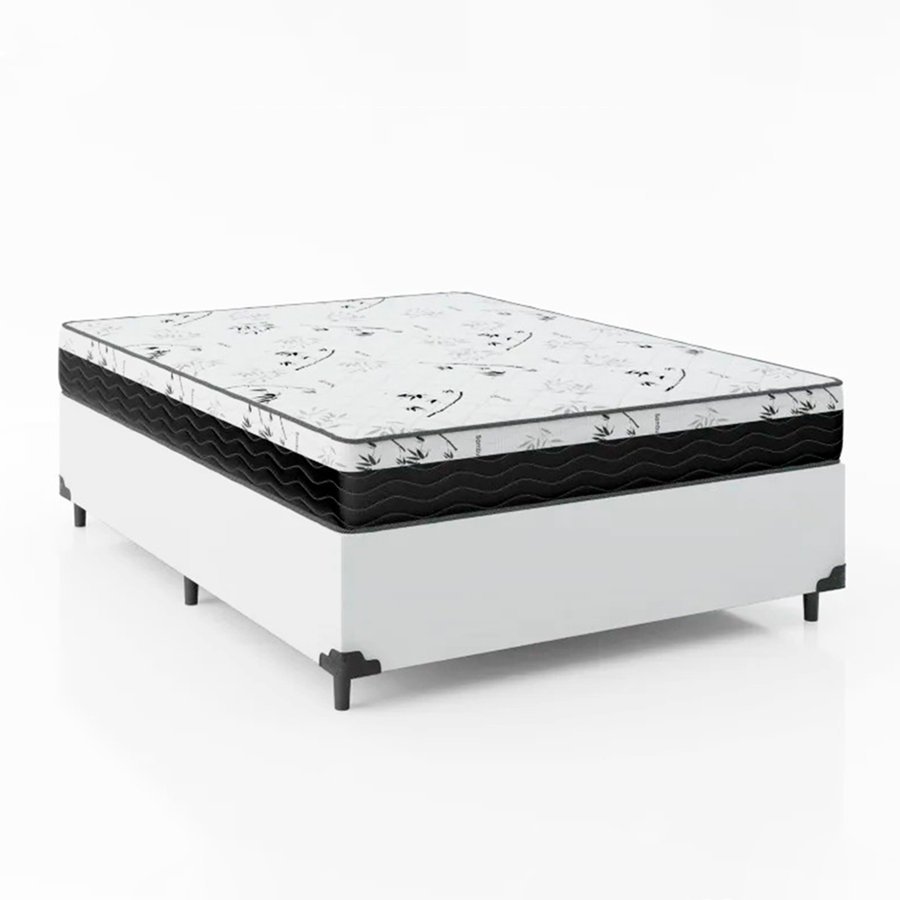 Cama Box Viúva 128 Sintético Branco com C...