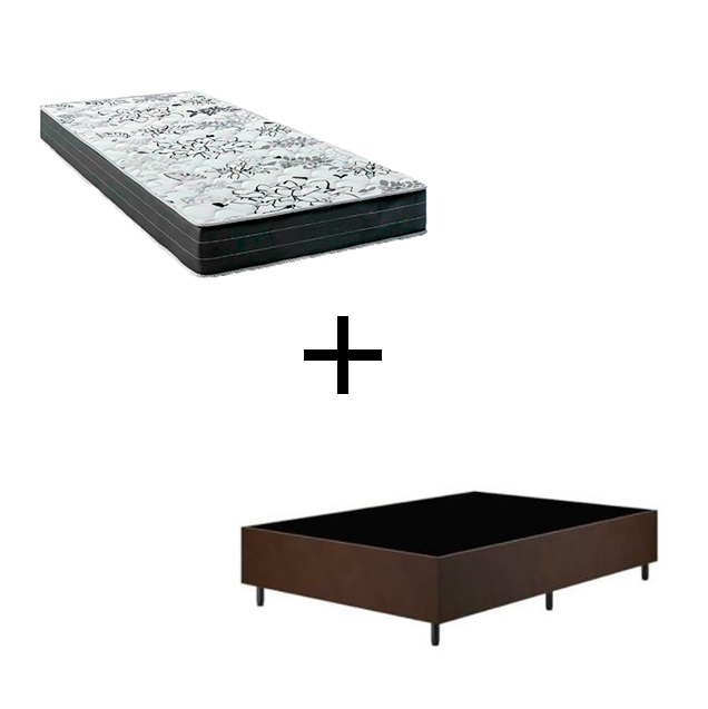 Cama Box Solteiro - Tecido Sintético Marr...
