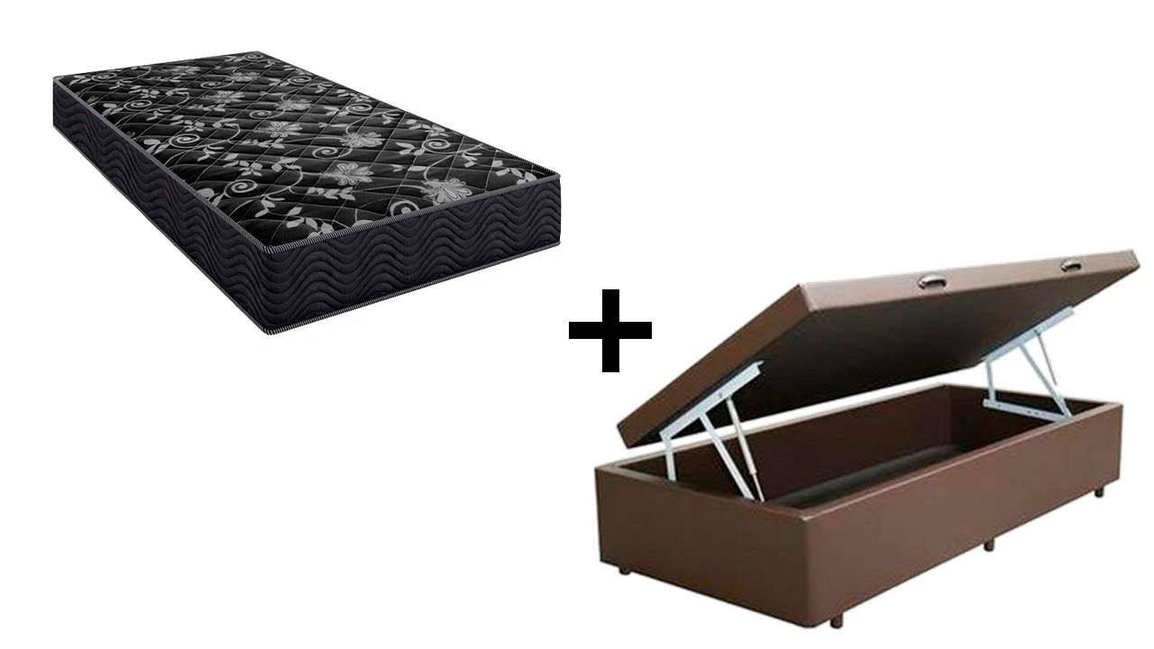 Cama Box Baú Solteiro 88 Tecido Sintético...
