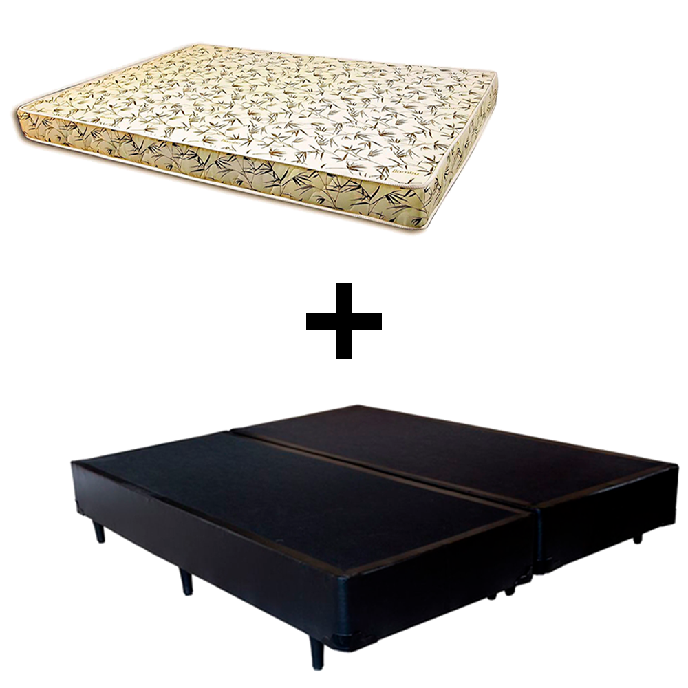Cama Box King - Tecido Sintético Preto Co...