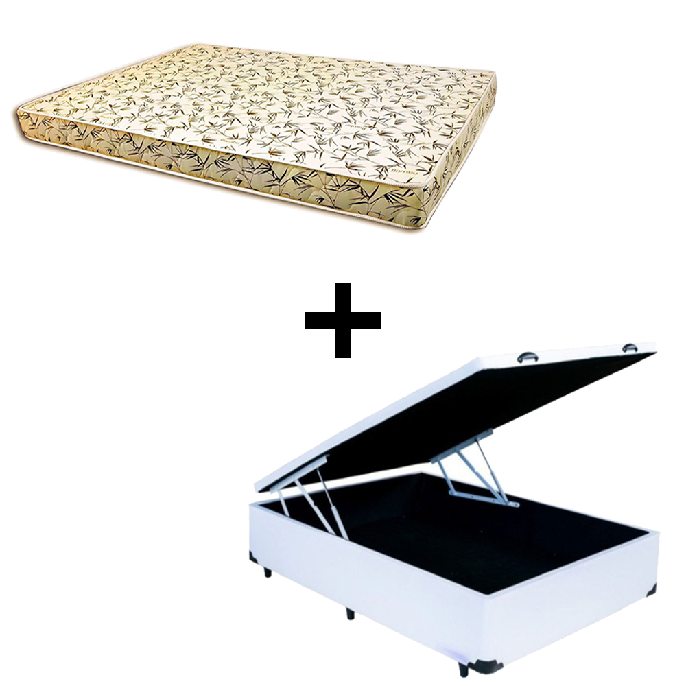 Cama Baú Viúva - Tecido Sintético Branco ...
