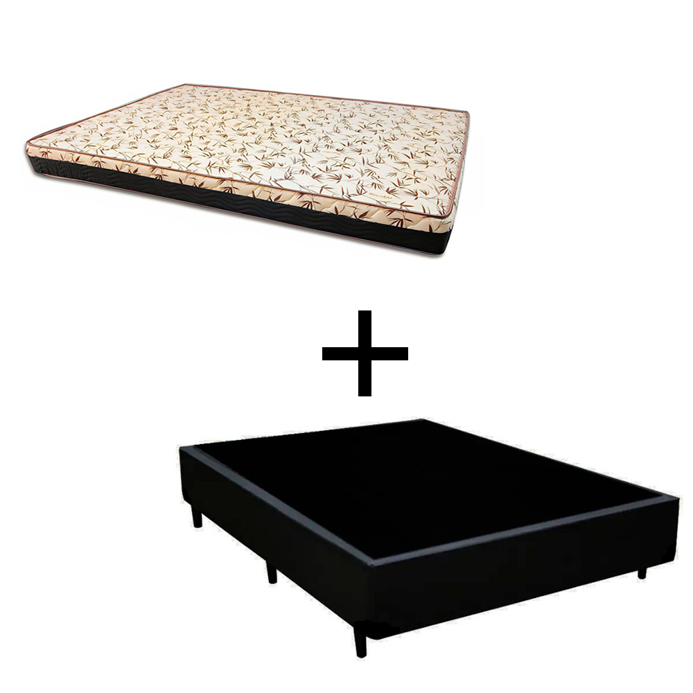 Cama Box 128 Viúva Tecido Sintético Preto...