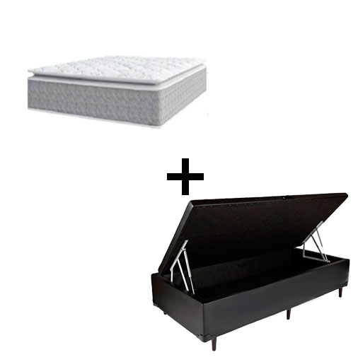 Cama Box Baú Solteiro 88 Sintetico Preto ...