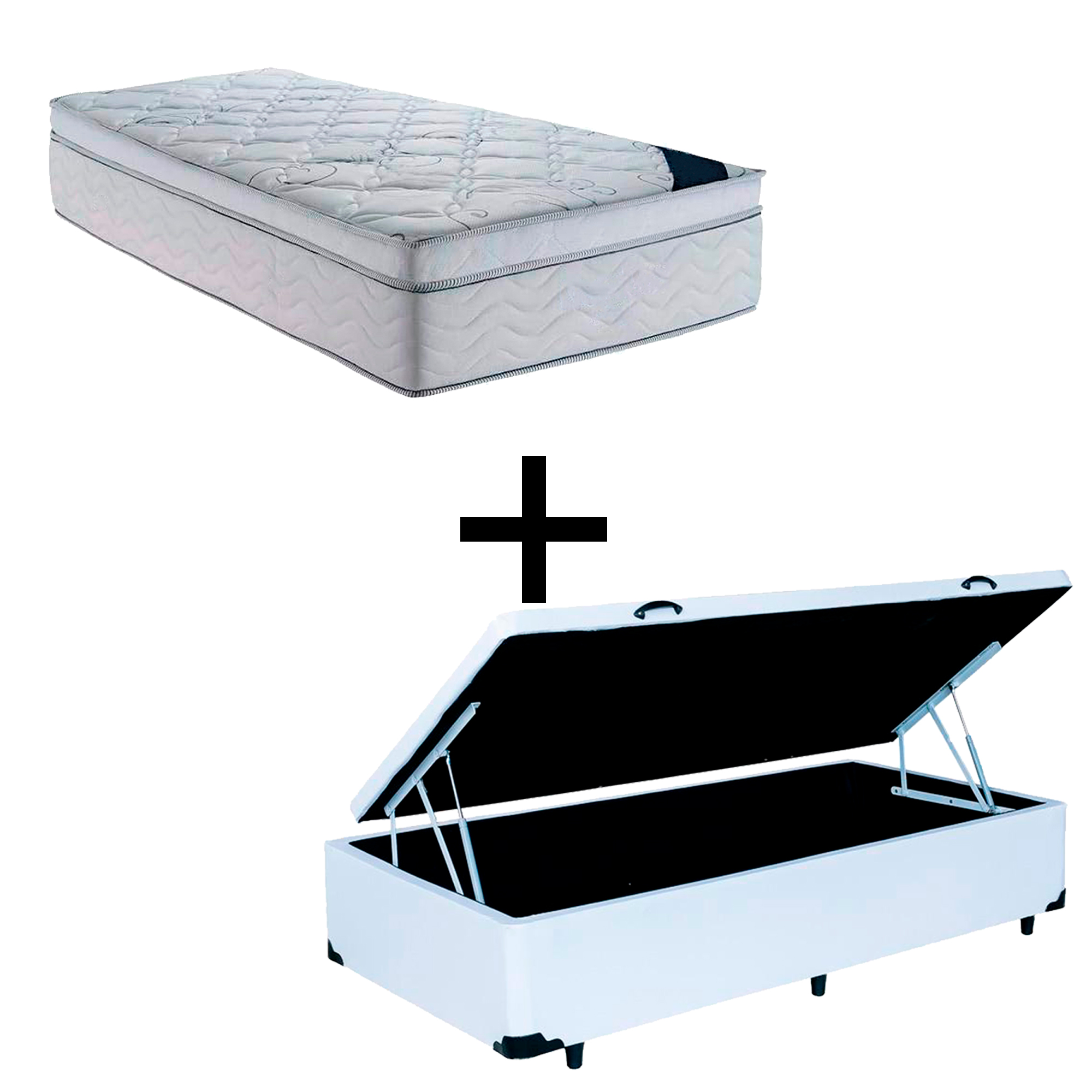 Cama Baú Solteiro 88 Tecido Sintético Bra...