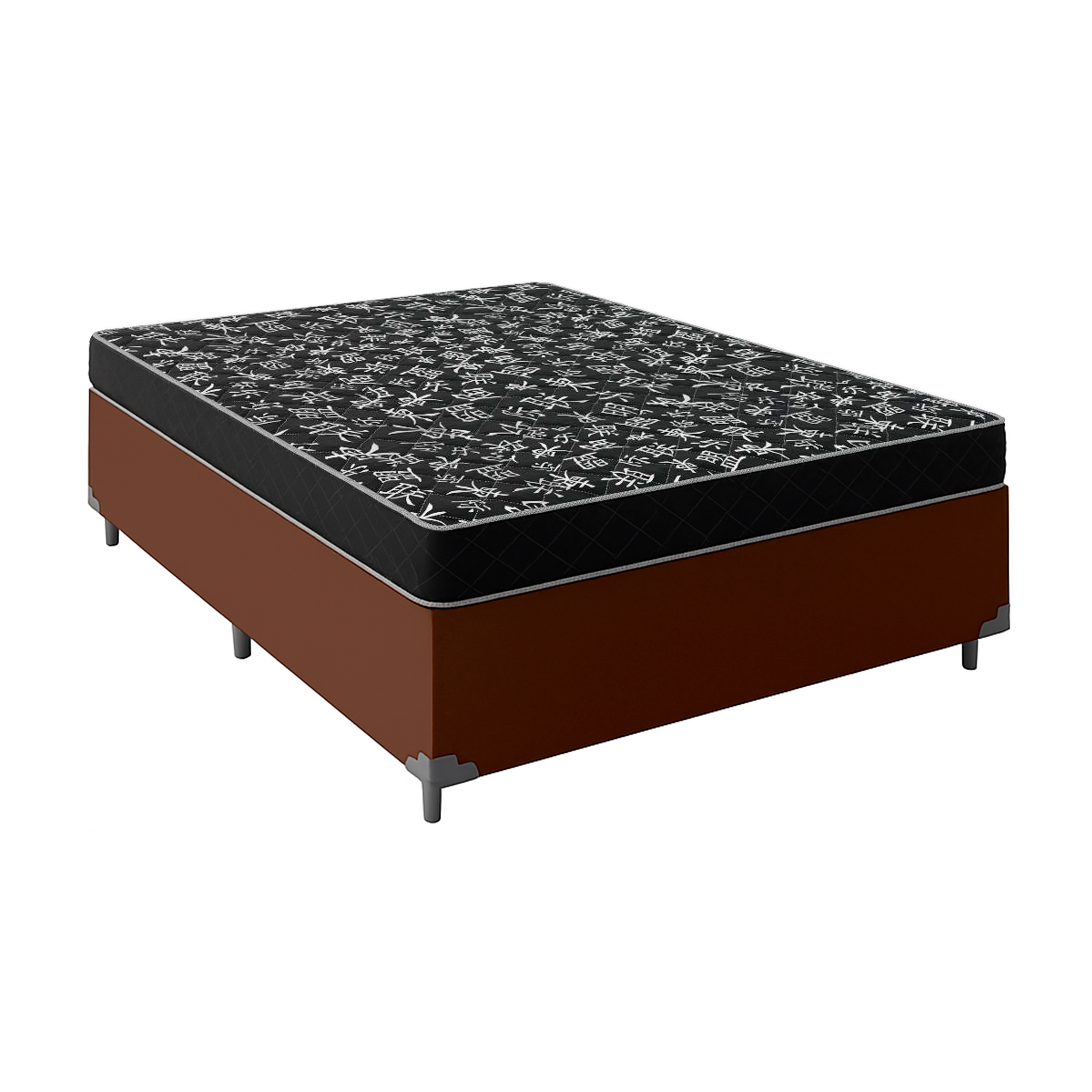 Cama Box Casal Tecido Sintético Marrom co...