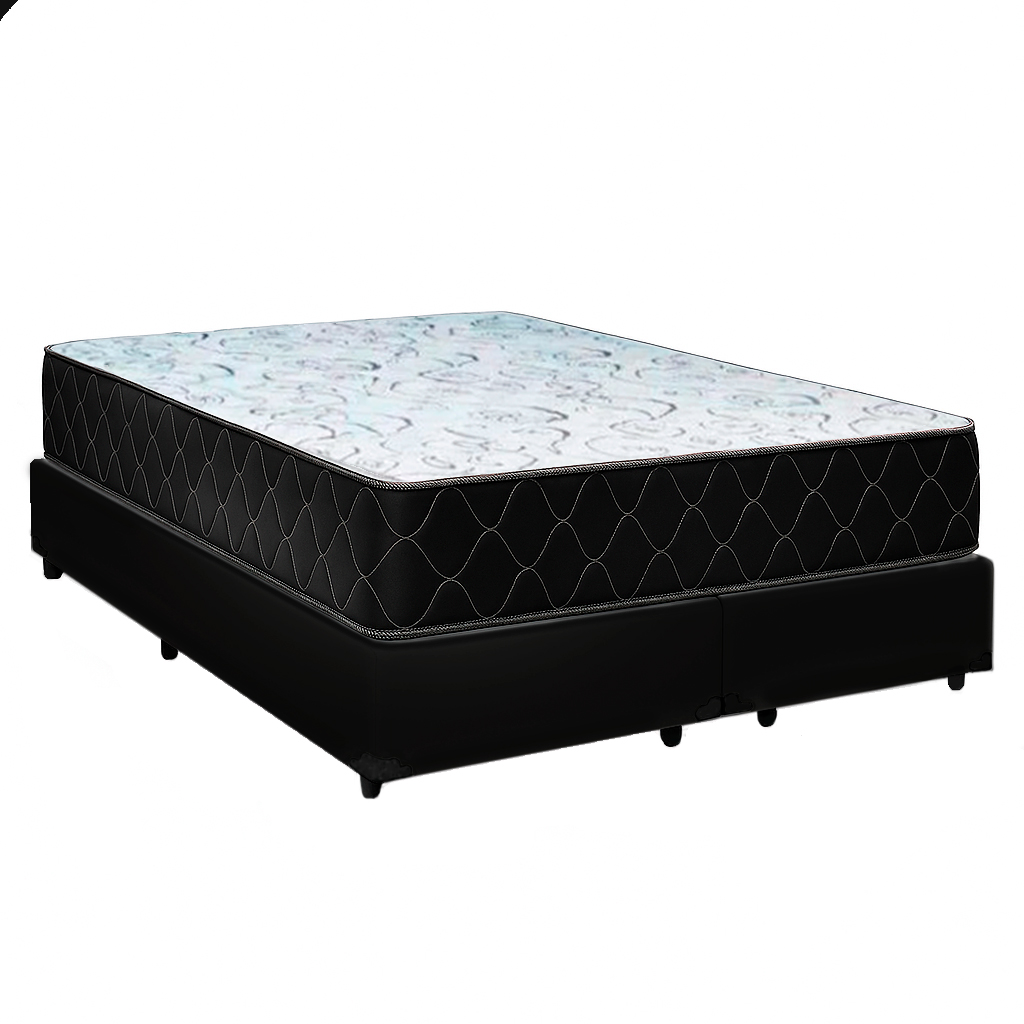 Cama Box Queen 158 Tecido Sintético Preto...