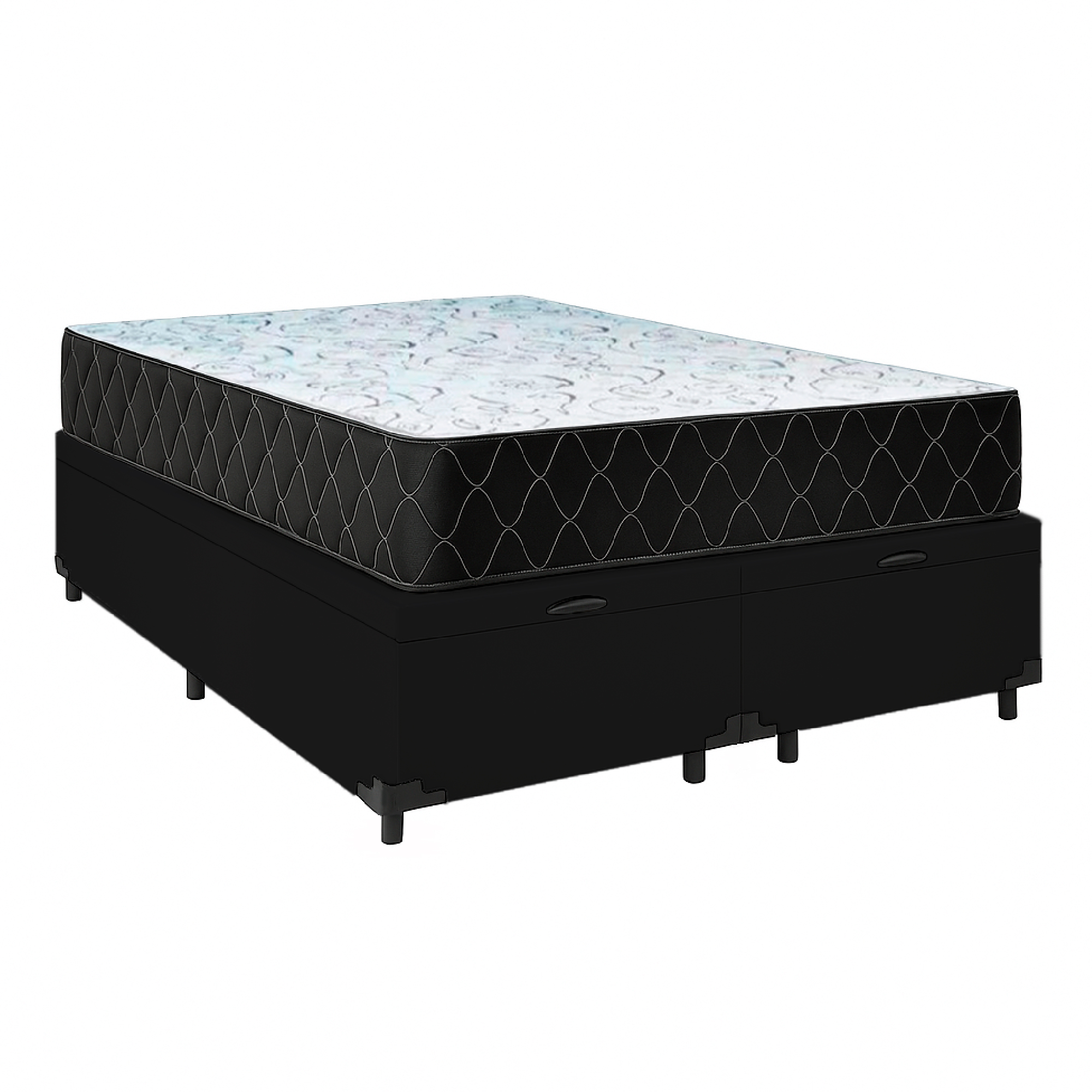 Cama Baú Casal 138 Bipartido Tecido Sinté...