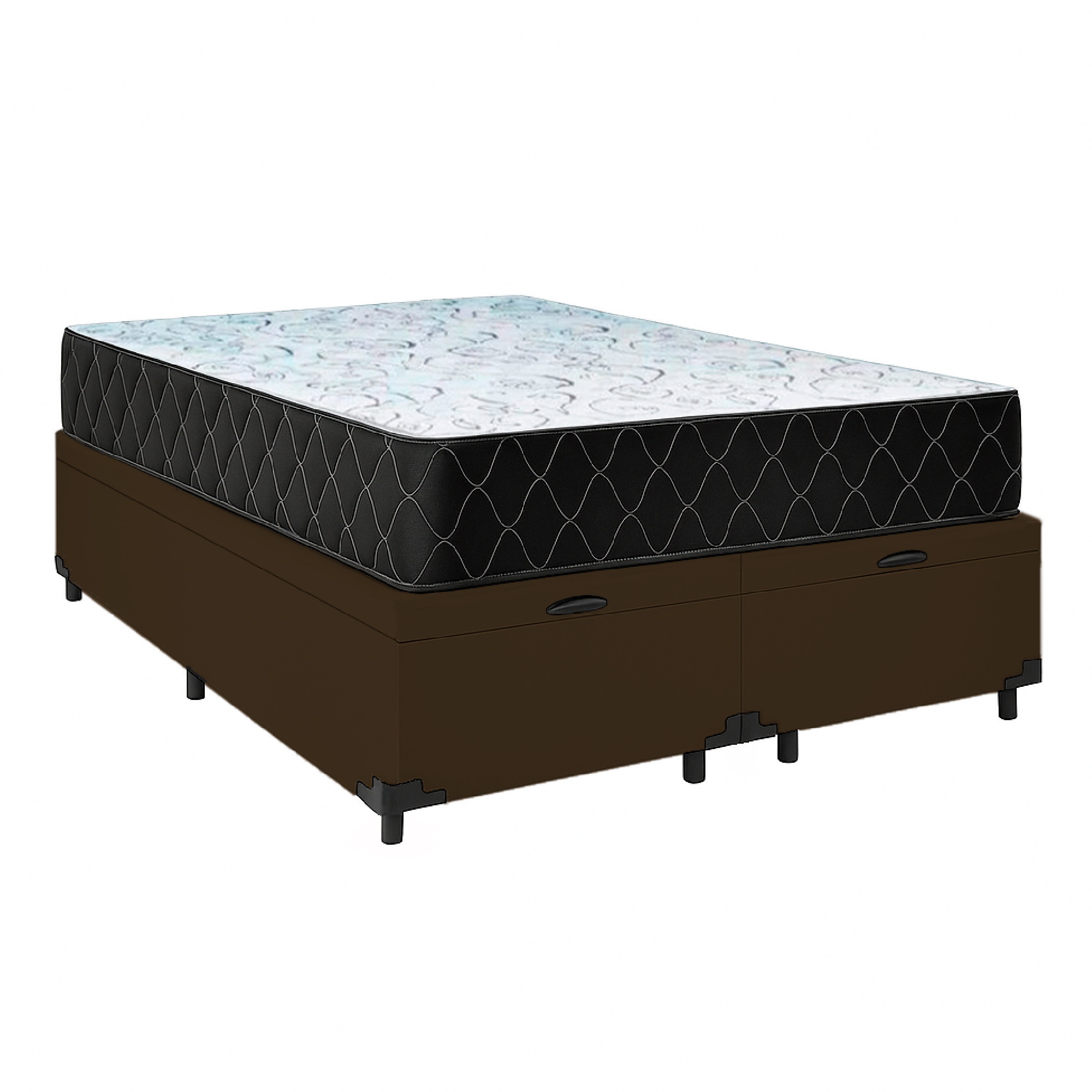 Cama Baú Casal 138 Bipartido Tecido Sinté...