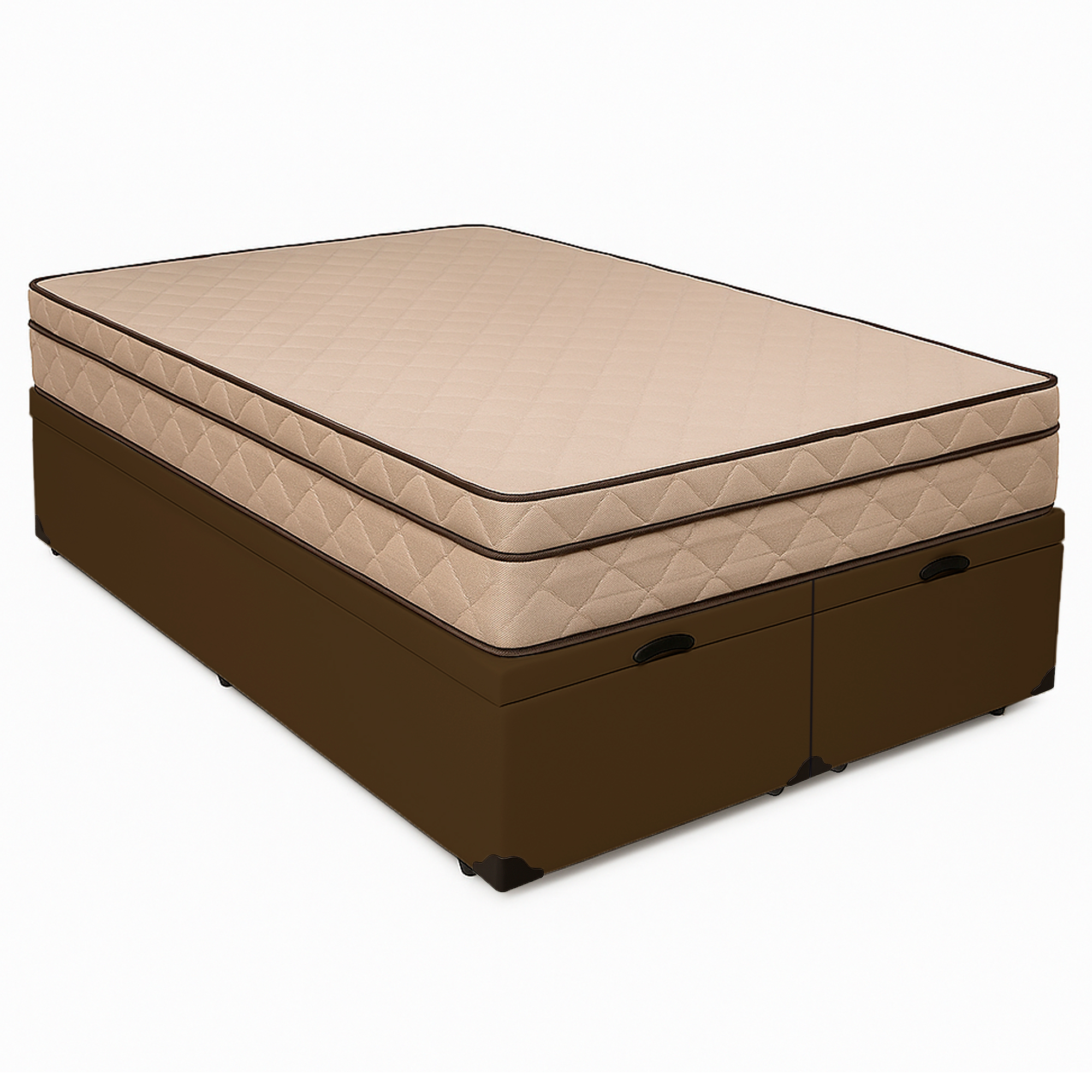 Cama Baú King 193 Tecido Sintético Marrom...