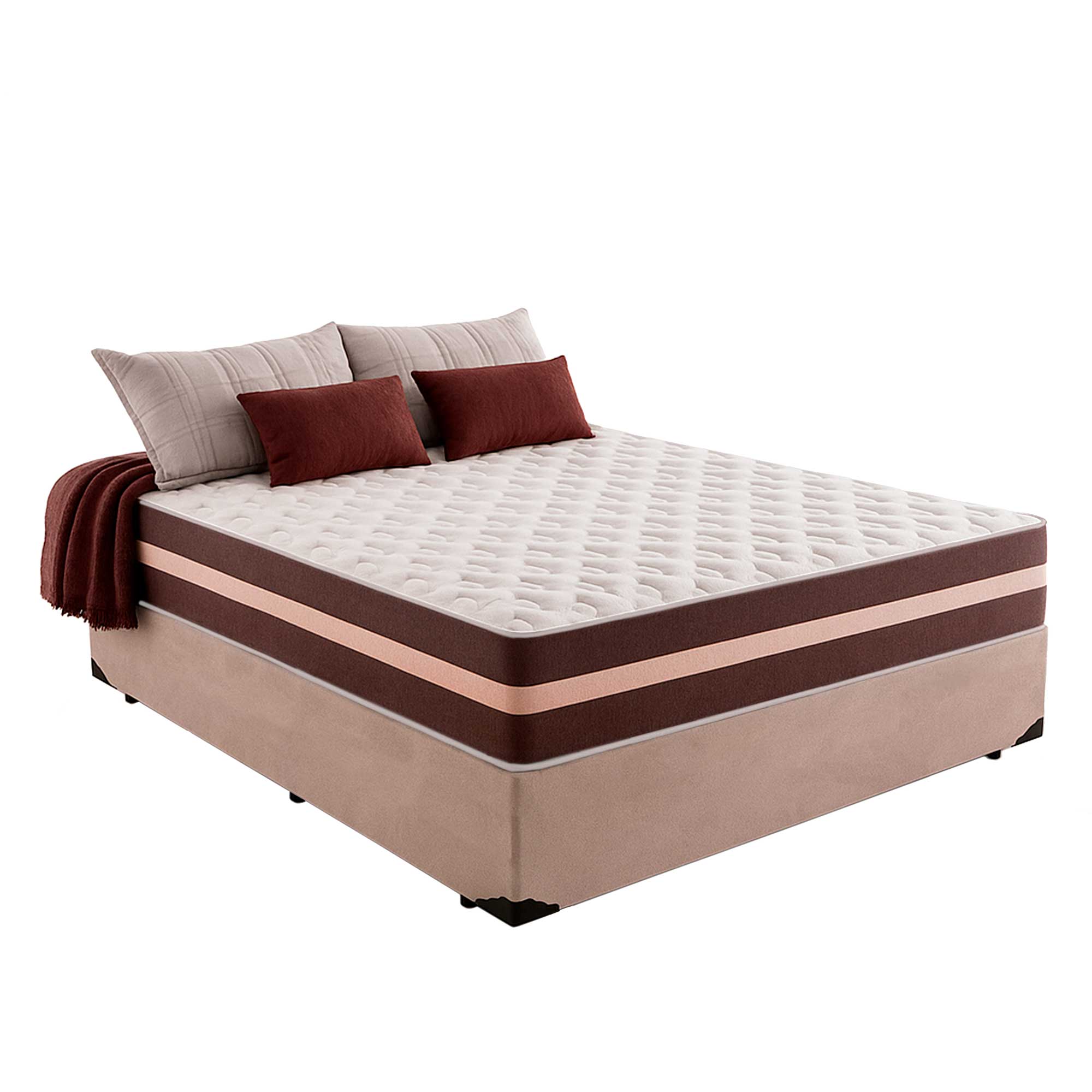 Cama Box Casal 138 Suede Bege com Colchão...