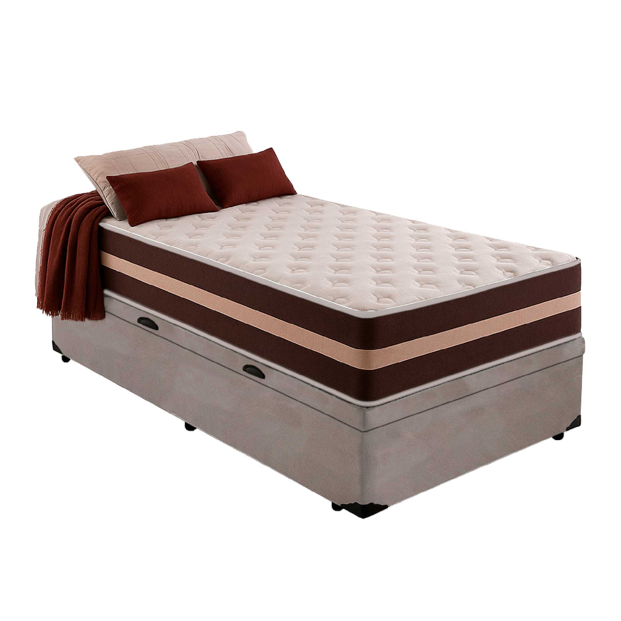 Cama Box Baú Solteiro 88 Suede Cinza com ...
