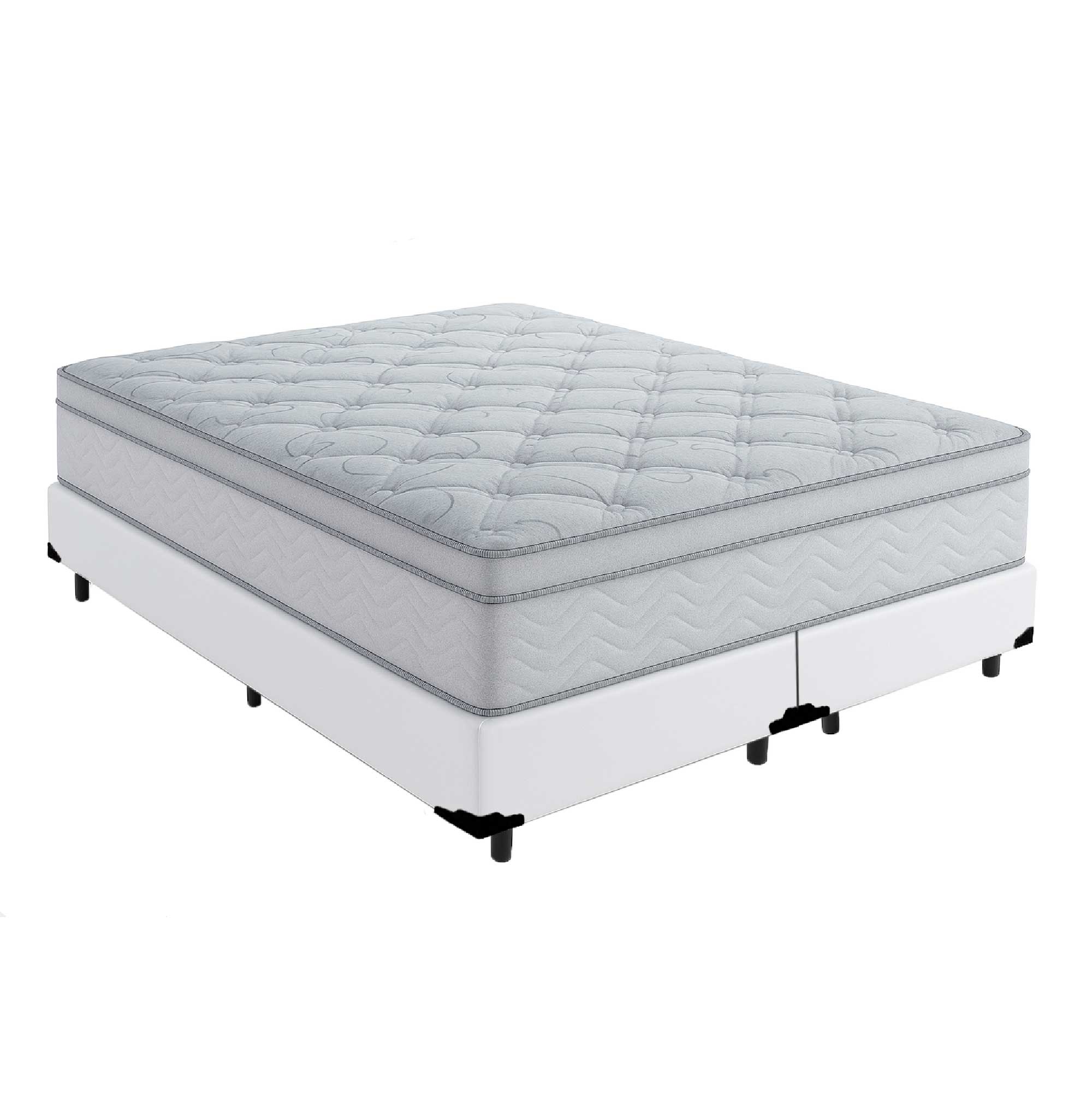 Cama Box King 193 Tecido Sintético Branco...