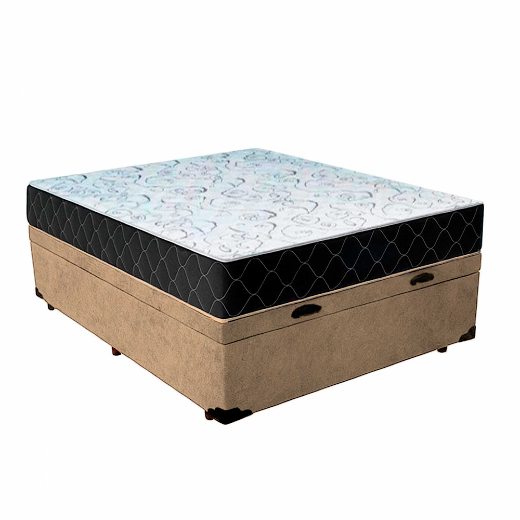 Cama Box Baú Casal 138 Suede Bege Com Col...